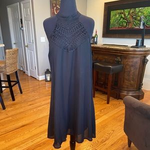 NWT Sweetnight Black Crochet Halter Dress